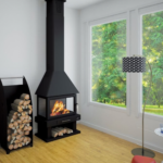 Cheminée à bois 3 vitres BRONPI Huesca 10 kW