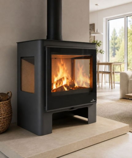 Poêle à bois BRONPI Loreto 3 vitres raccordable 10 kW
