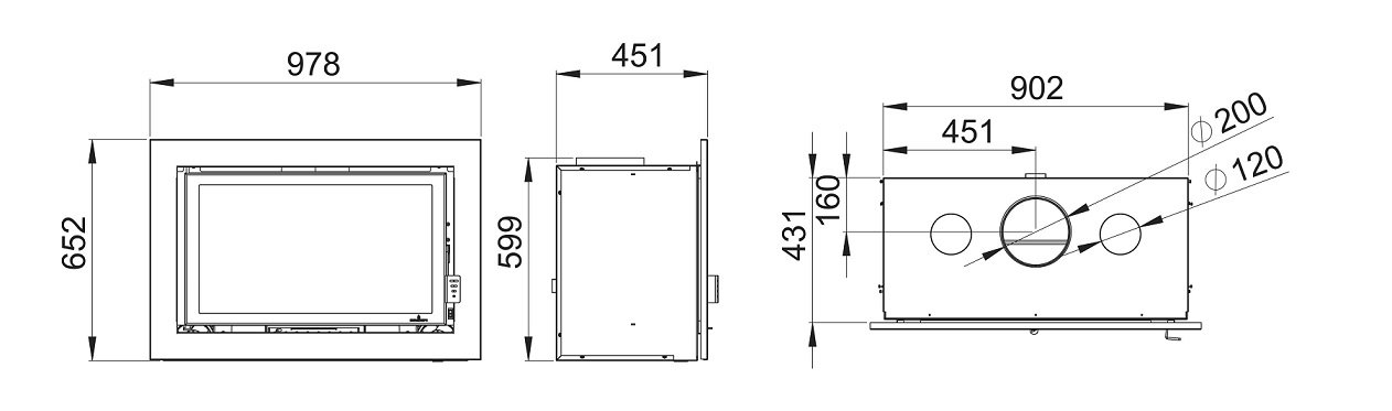 Schéma explicatif de l’insert à bois BRONPI Florida-P